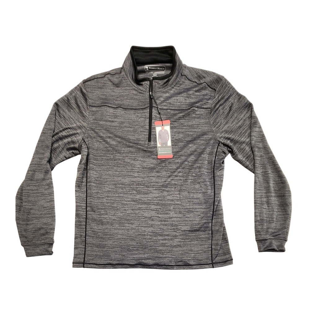 Pebble Beach Dry-Luxe Performance Quarter Zip Pullover Gray Space Dye Mens M